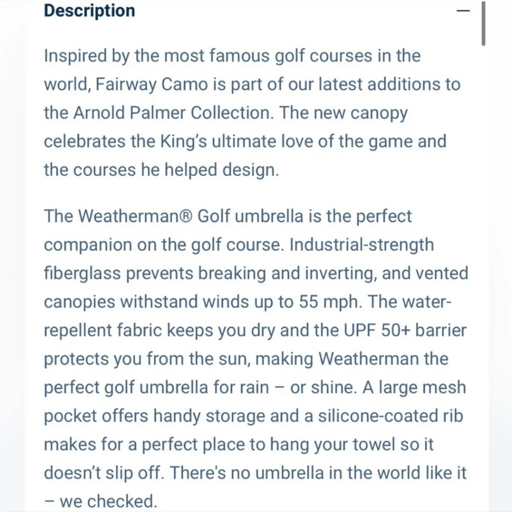 NEW Weatherman Arnold Palmer Umbrella Fairway Golf Collapsible Cocktails 🍸 - Picture 5 of 14